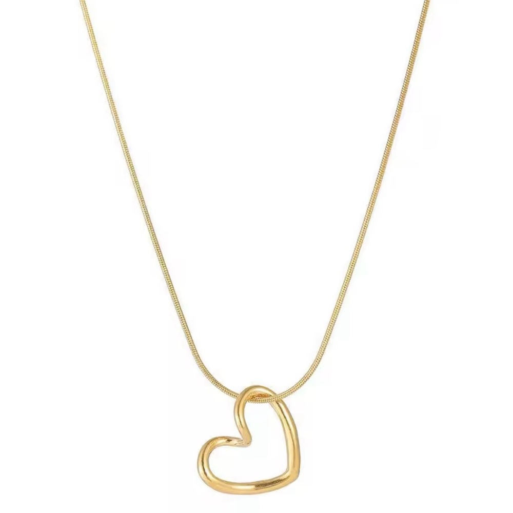 18k Yellow Gold Plated Sterling Silver Open Heart Necklace